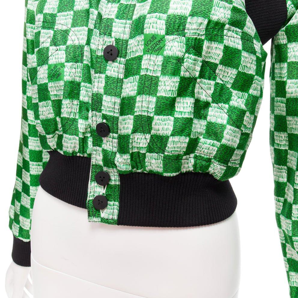 LOUIS VUITTON 2022 100% silk Reversible green Damier cropped jacket FR34 XS For Sale 10