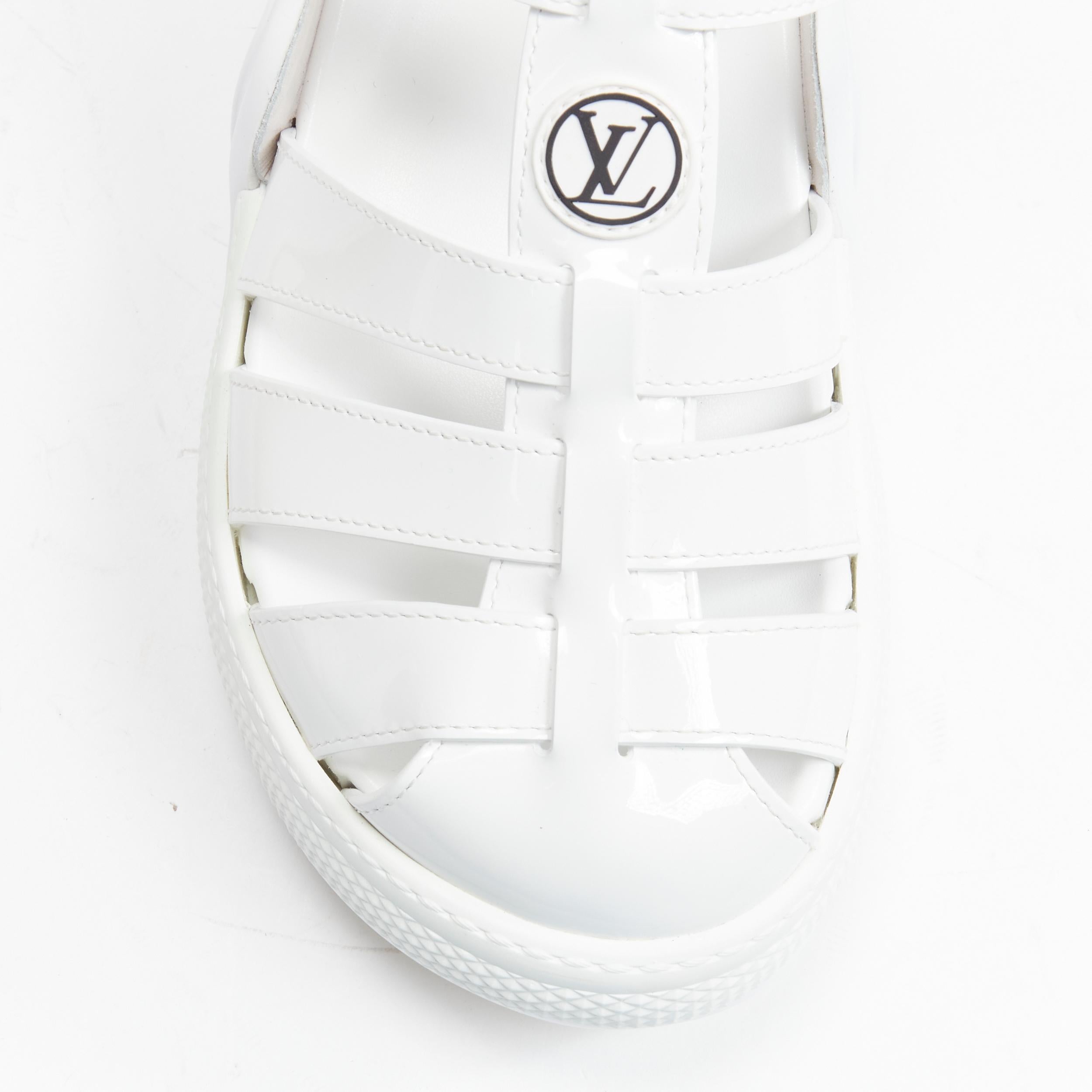 LOUIS VUITTON 2022 Arch white patent leather chunky sole fisherman sandals EU38 1