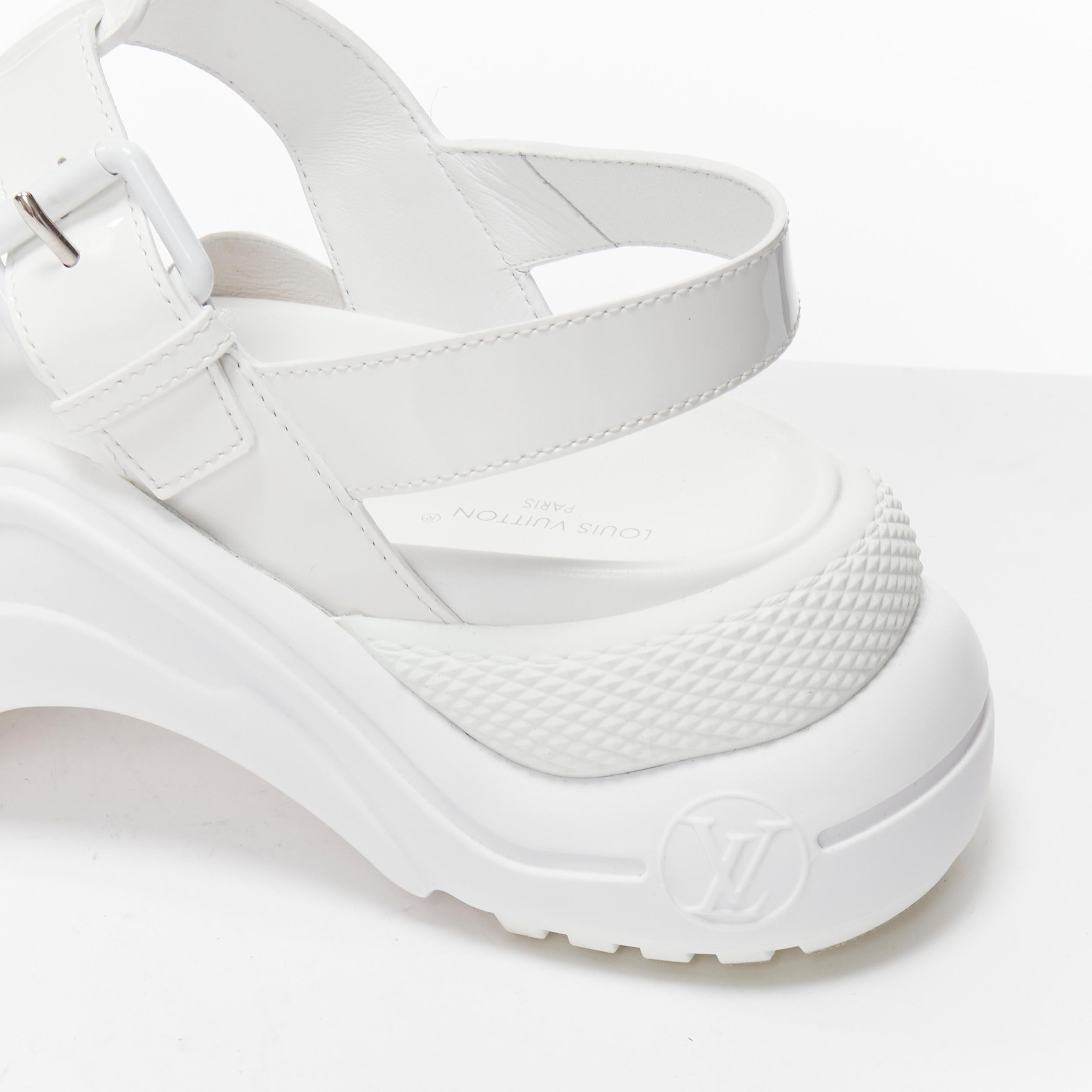 LOUIS VUITTON 2022 Arch white patent leather chunky sole fisherman sandals EU38 3