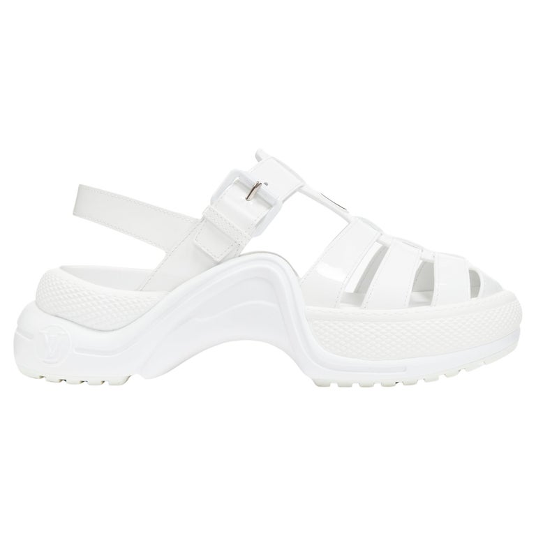 LOUIS VUITTON 2022 Archlight white patent leather chunky fisherman sandals EU38
