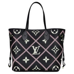 Used Louis Vuitton 2022 Black Empreinte Leather Monogram Giant Broderies Neverfull MM