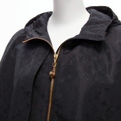 LOUIS VUITTON 2022 black LV logo monogram cape two way parka cape coat FR38 M