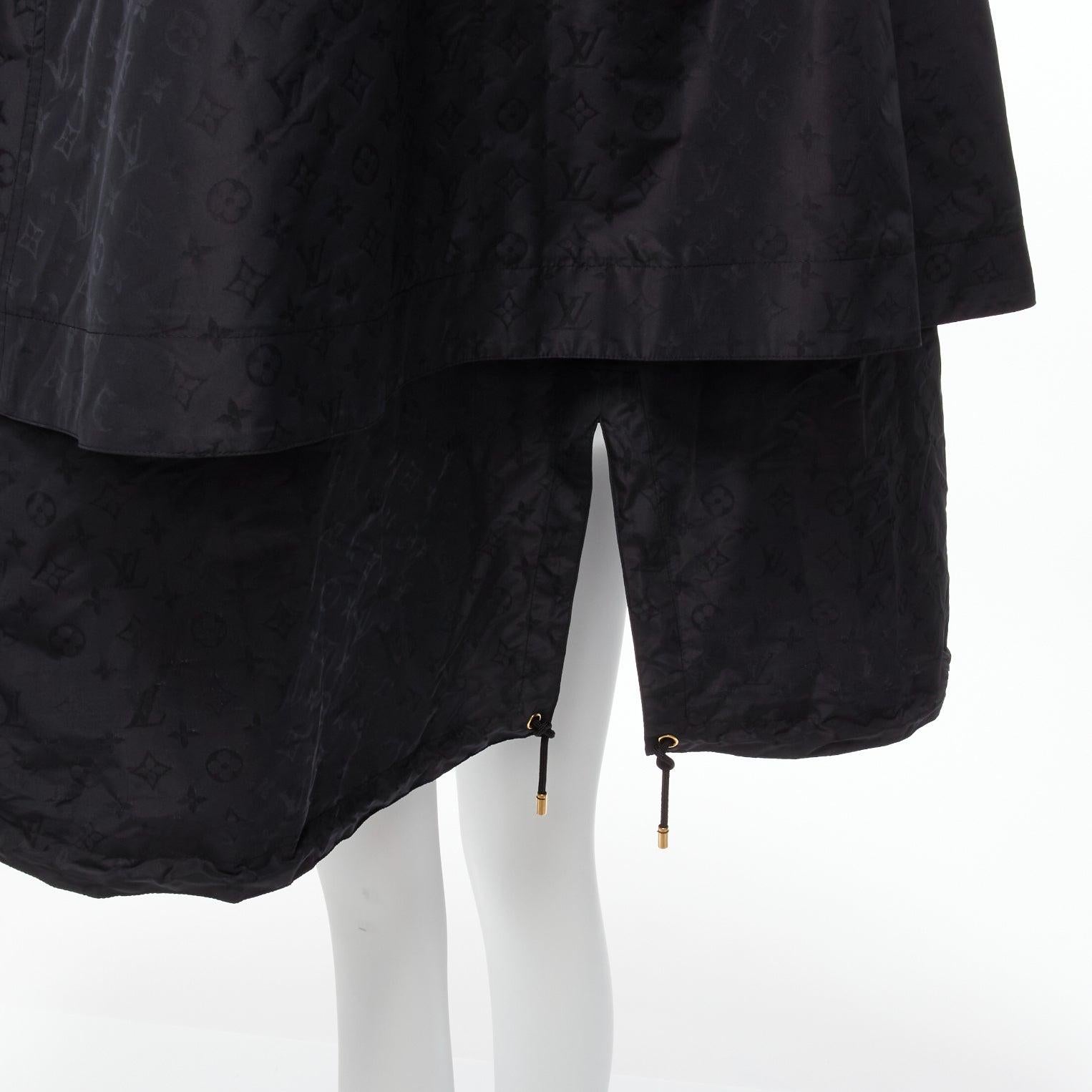 LOUIS VUITTON 2022 black LV logo monogram cape two way parka cape coat FR38 M 2