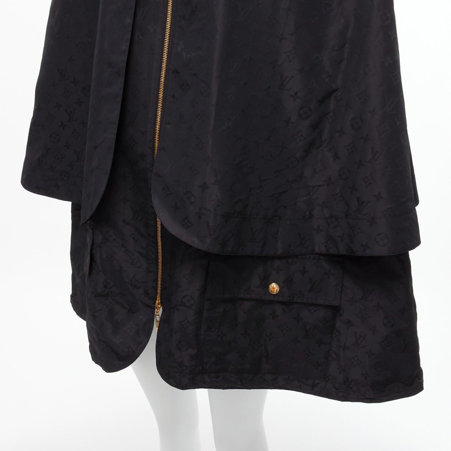 LOUIS VUITTON 2022 black LV logo monogram cape two way parka cape coat FR38 M 3