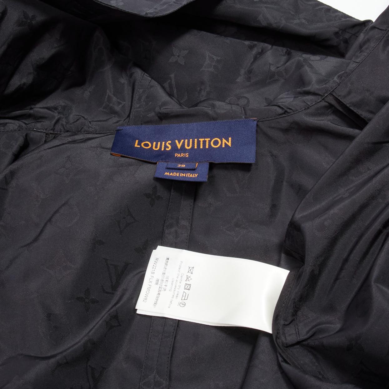 LOUIS VUITTON 2022 black LV logo monogram cape two way parka cape coat FR38 M 4