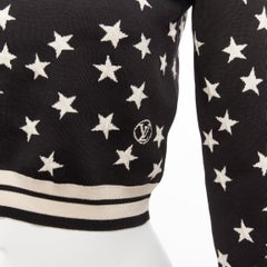 LOUIS VUITTON 2022 noir blanc étoile logo LV soie mélangée pull crop S