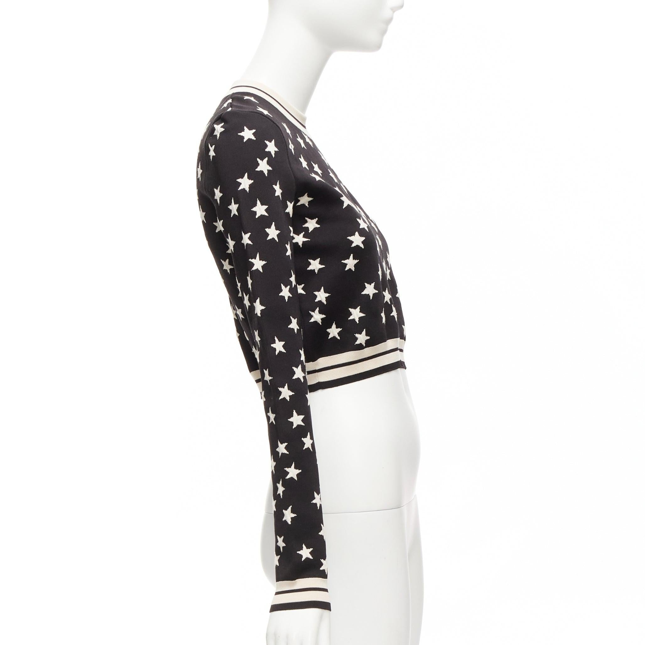 Women's LOUIS VUITTON 2022 black white star LV logo silk blend crop sweater S For Sale