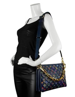 Louis Vuitton 2022 Blue Embossed Multicolor Floral Monogram Coussin MM Bag