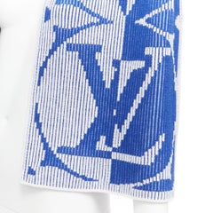 LOUIS VUITTON 2022 M78005 orange blue LV logo flower colorblocked intarsia scarf