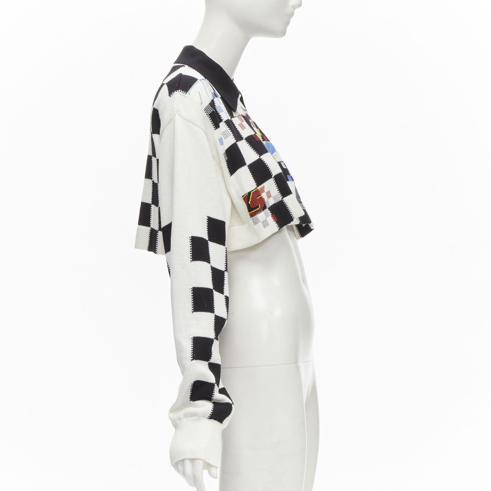 LOUIS VUITTON 2022 Racecar white Damier logo embroidery cropped pullover S In Excellent Condition In Hong Kong, NT