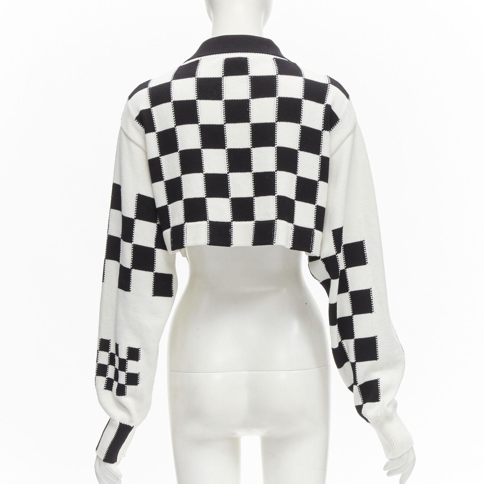 Women's LOUIS VUITTON 2022 Racecar white Damier logo embroidery cropped pullover S