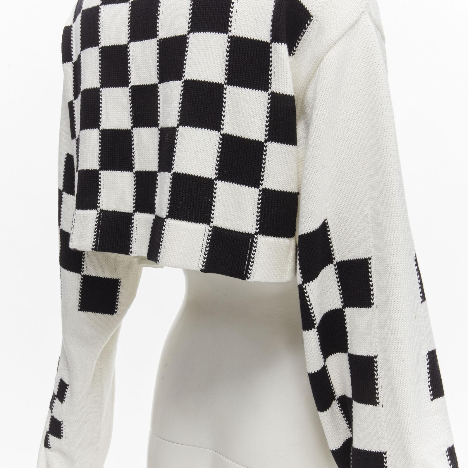 LOUIS VUITTON 2022 Racecar white Damier logo embroidery cropped pullover S 1