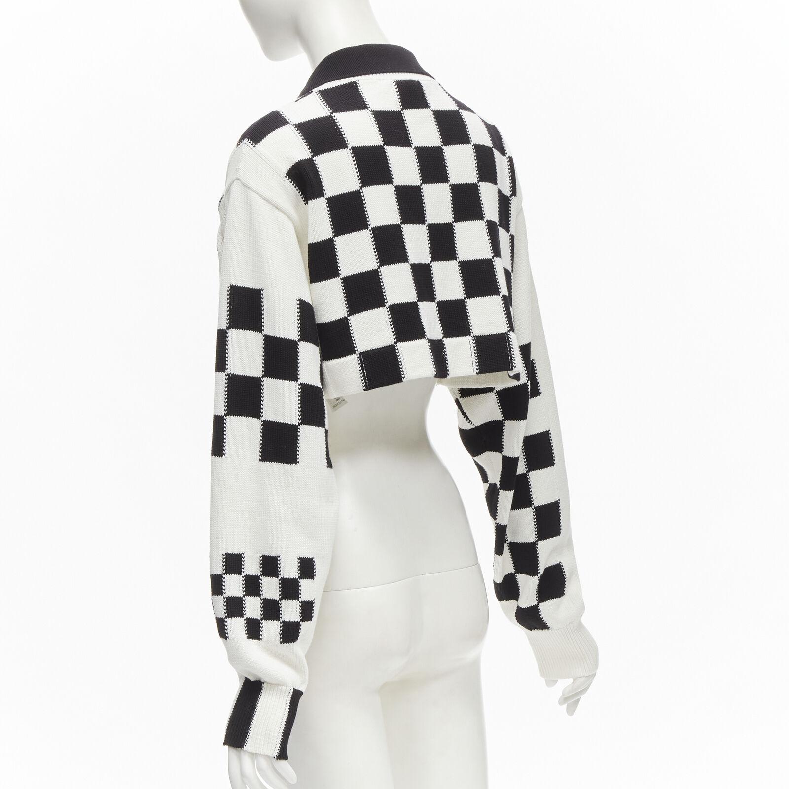 LOUIS VUITTON 2022 Racecar white Damier logo embroidery cropped pullover S 4