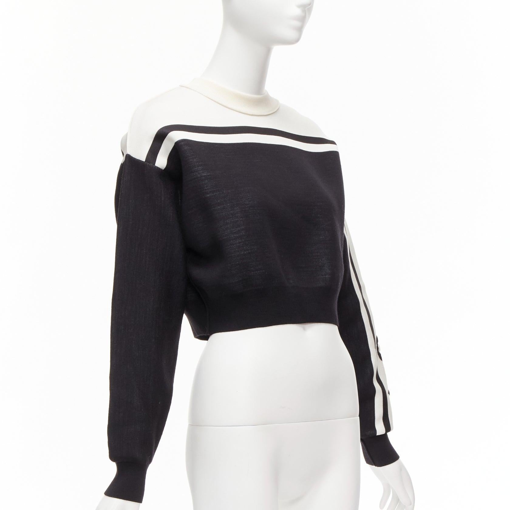 Black LOUIS VUITTON 2022 Runway black white floral motif cropped sweater XXS For Sale