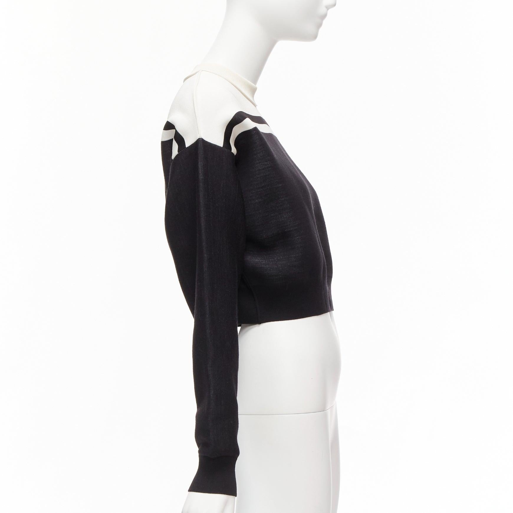 Women's LOUIS VUITTON 2022 Runway black white floral motif cropped sweater XXS For Sale