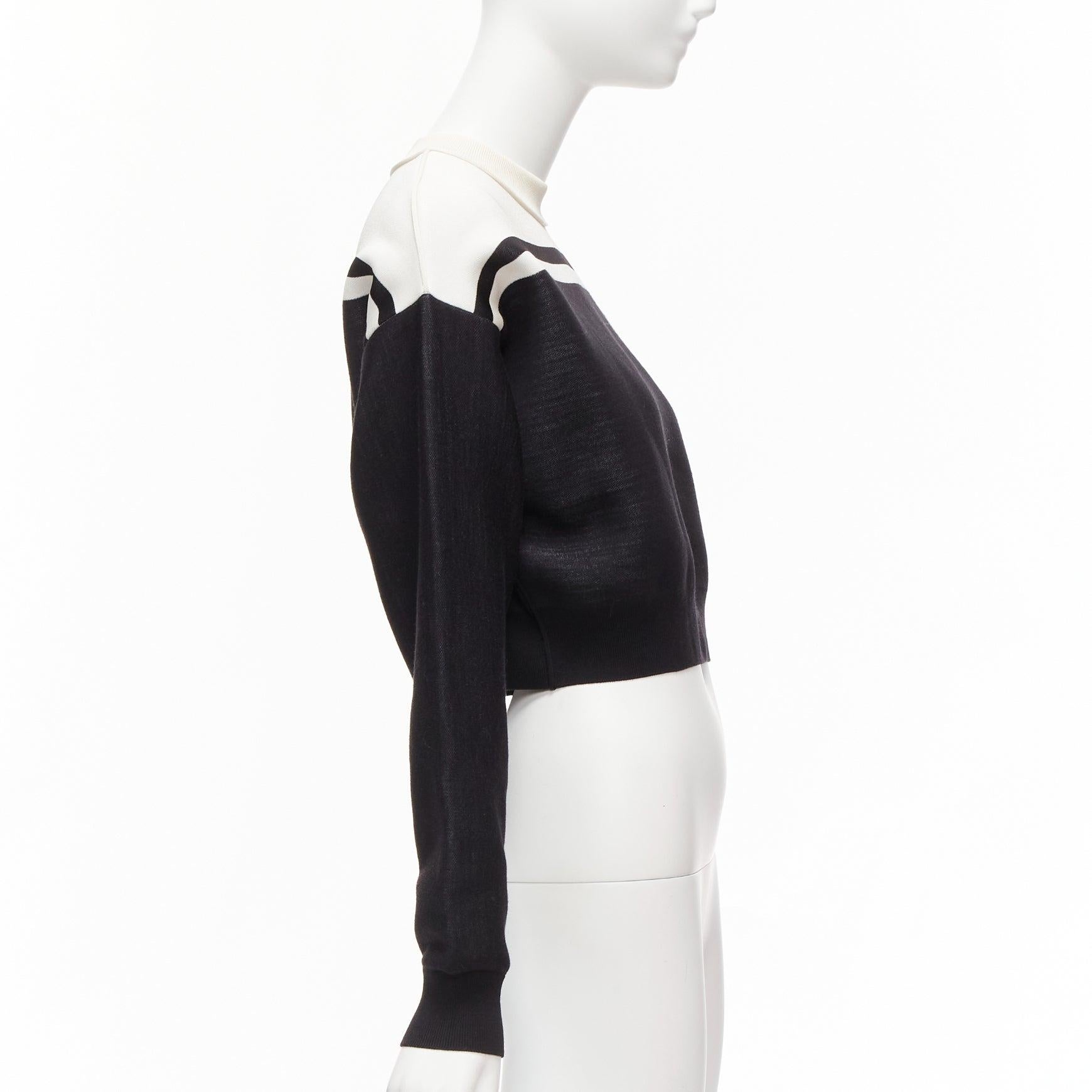 LOUIS VUITTON 2022 Runway black white floral motif cropped sweater XXS In New Condition For Sale In Hong Kong, NT