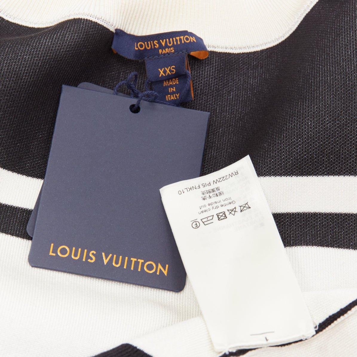 LOUIS VUITTON 2022 Runway black white floral motif cropped sweater XXS For Sale 3