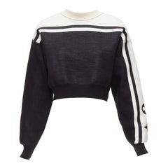 LOUIS VUITTON 2022 Runway black white floral motif cropped sweater XXS