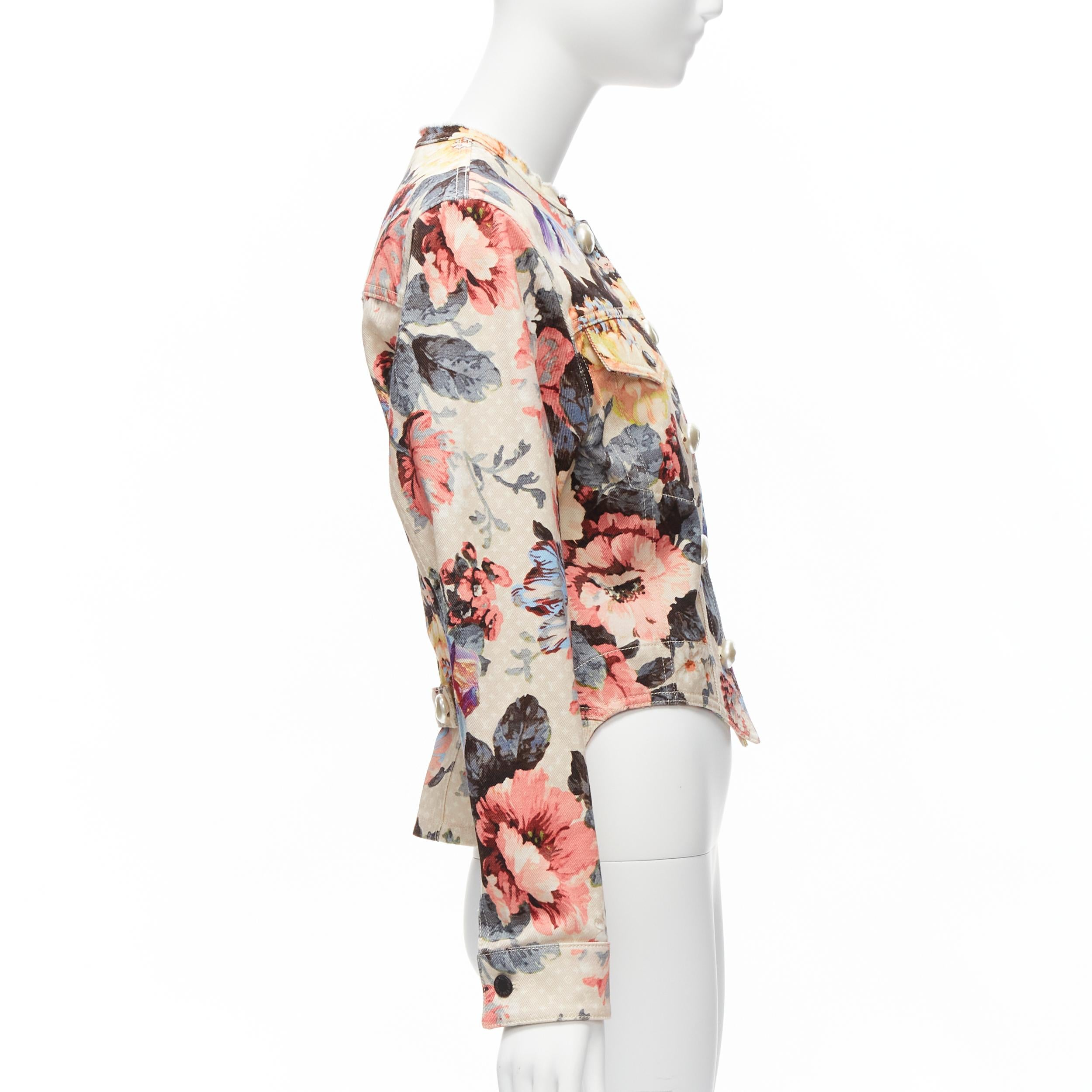Donna LOUIS VUITTON 2022 Giacca vintage a fiori con bottoni di perle FR34 X in vendita