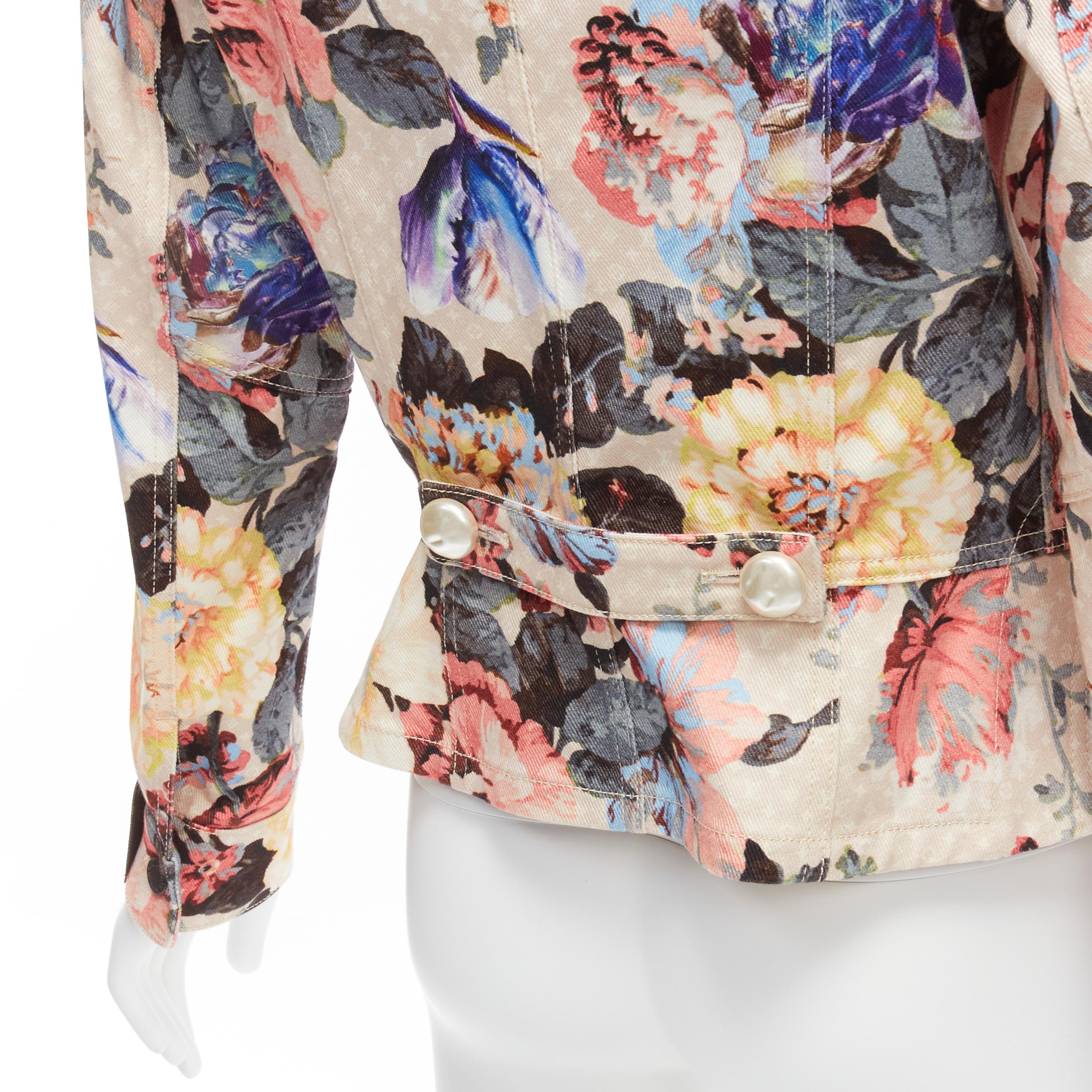 LOUIS VUITTON 2022 Giacca vintage a fiori con bottoni di perle FR34 X in vendita 4