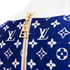 LOUIS VUITTON 2022 RW222W Blue France Monogram jacquard knit A line dress FR36 S