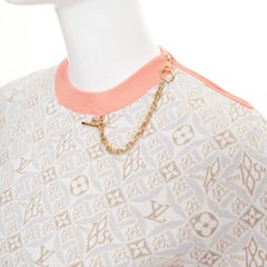 LOUIS VUITTON 2022 Since 1964 Monogram silk cotton jacquard gold chain sweater