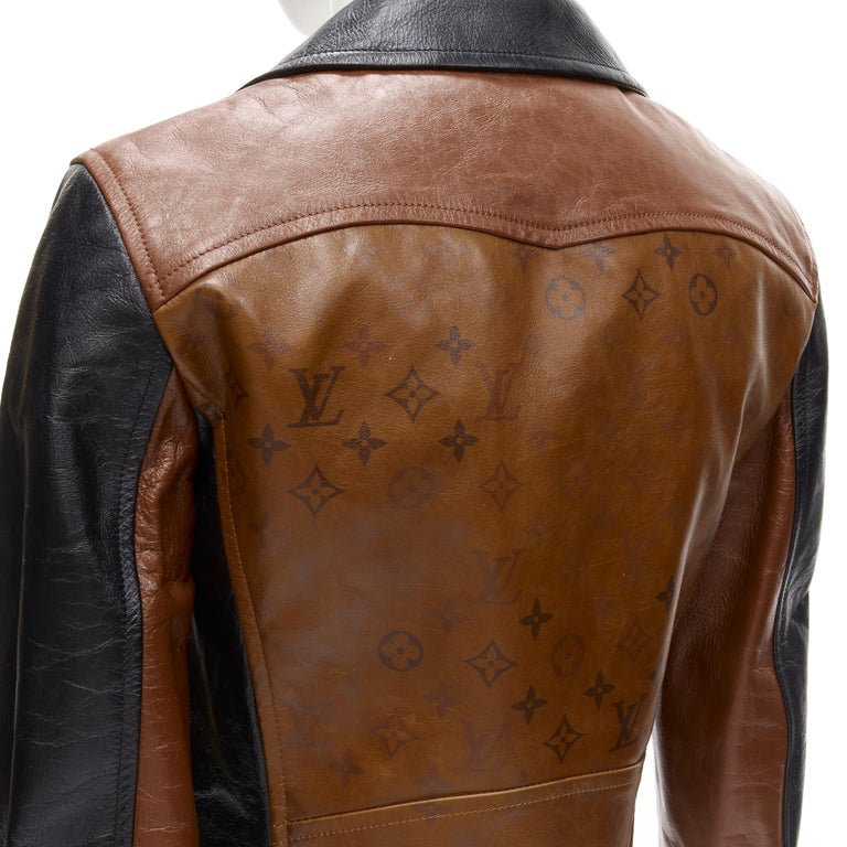 LOUIS VUITTON 2022 Tattoo Monogram cropped calfskin leather biker jacket  FR43 XS For Sale at 1stDibs