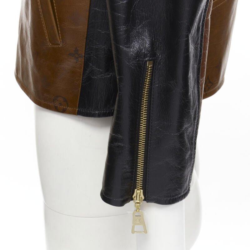 LOUIS VUITTON 2022 Tattoo Monogram cropped calfskin leather biker jacket FR43 XS For Sale 4