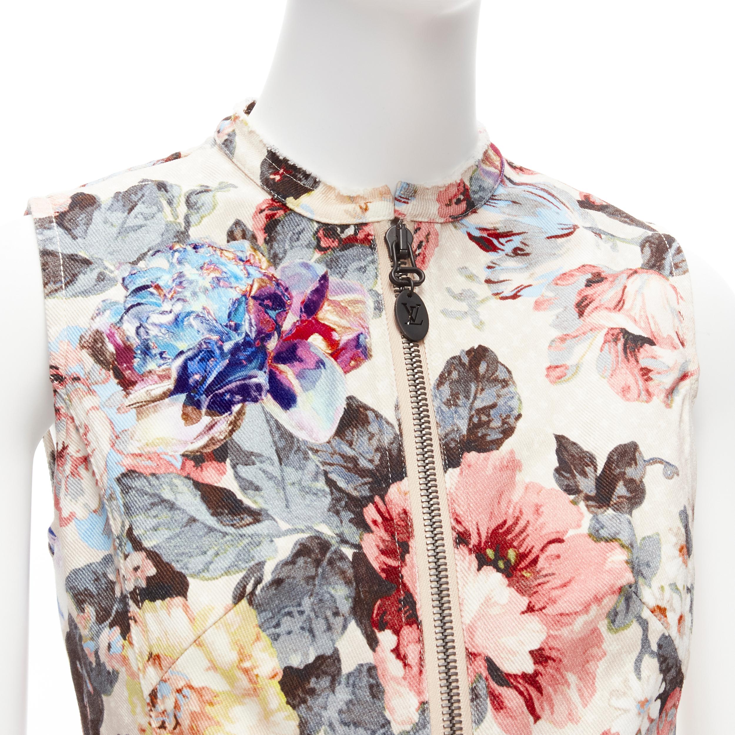 LOUIS VUITTON 2022 Vintage Floral LV monogram patch denim zip dress FR34 XS For Sale 2