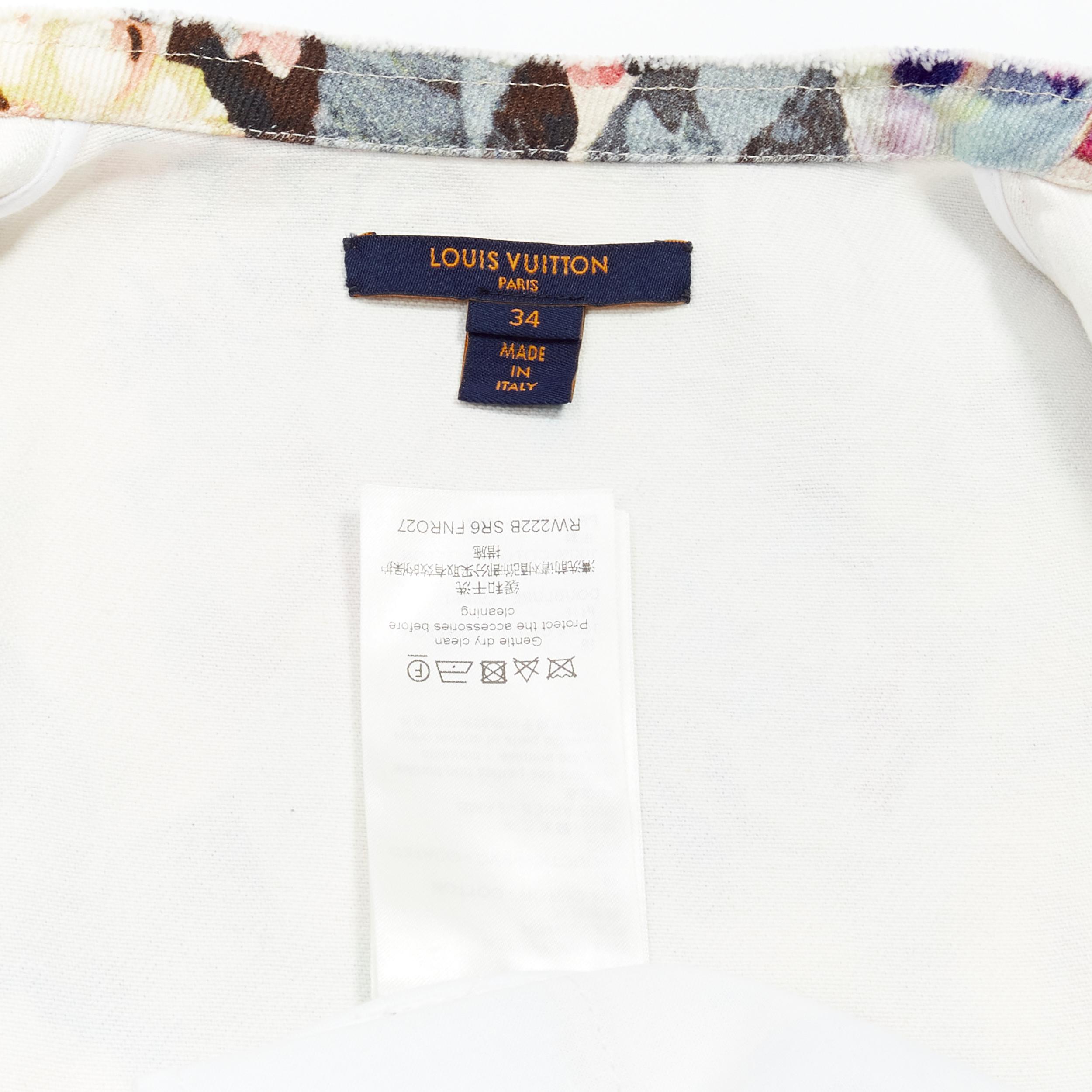 LOUIS VUITTON 2022 Vintage Floral LV monogram patch denim zip dress FR34 XS For Sale 4