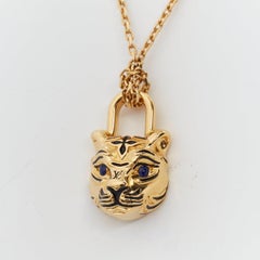 LOUIS VUITTON 2022 Year of Tiger Limited Edition gold blue eyes lock necklace