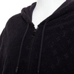 LOUIS VUITTON 2023 Monogram debossed French terry zip up hoodie outerwear XL