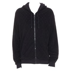 LOUIS VUITTON 2023 Monogram debossed French terry zip up hoodie outerwear XL
