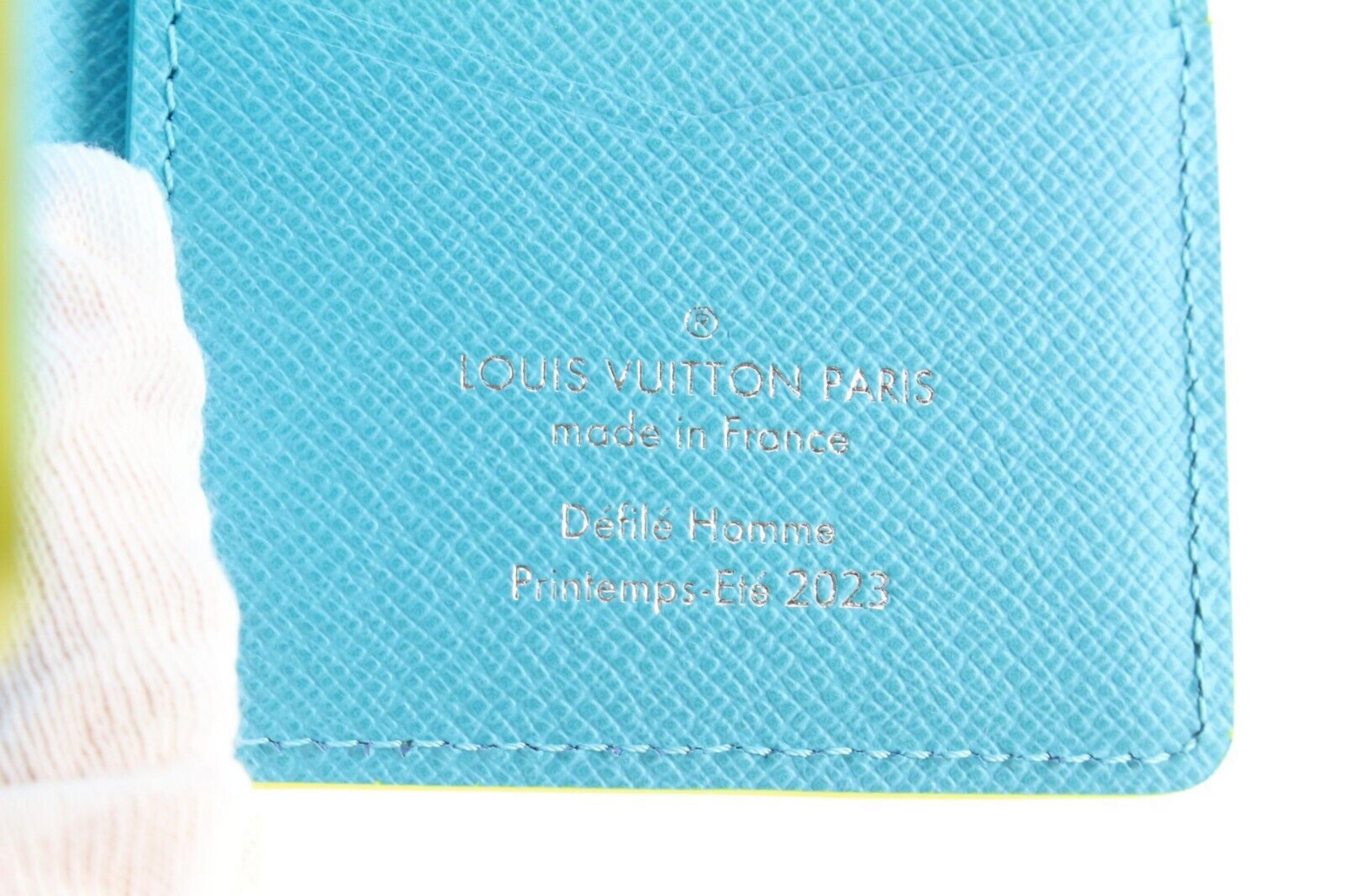 Women's Louis Vuitton 2023 Neon Yellow Blue Pocket Organizer 2LK0301