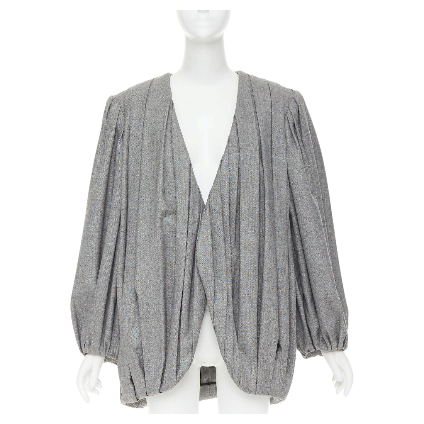 LOUIS VUITTON 2023 Runway grey pleated balloon sleeves power shoulder jacket