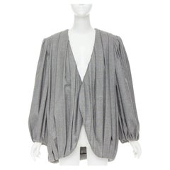 LOUIS VUITTON 2023 Runway grey pleated balloon sleeves power shoulder jacket