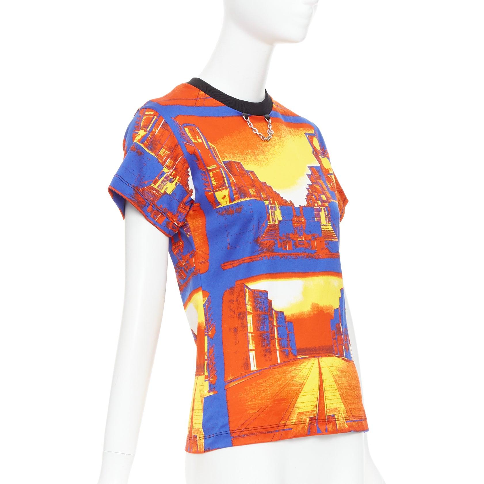 Arancia LOUIS VUITTON 2023 Salk Institute orange city print LV chain tshirt XS in vendita