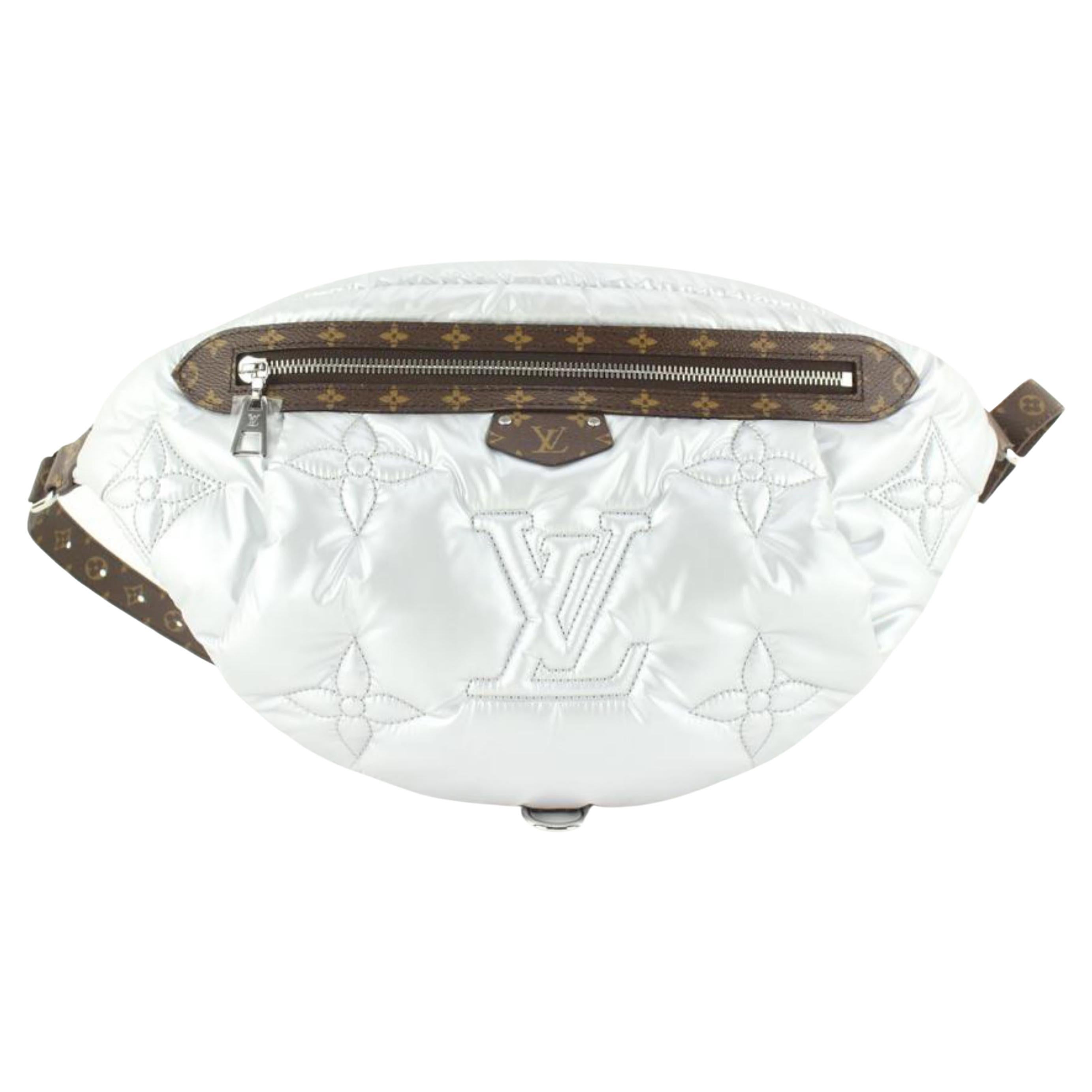 Louis Vuitton 2023 Silver Puffer Monogram Pillow Bumbag 2LVJ1027 For Sale