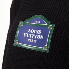 Pull LOUIS VUITTON 2023 « Street Sign » en cuir vert, laine et cachemire, à mailles gaufrées