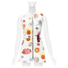 LOUIS VUITTON 2023 Yayoi Kusama Sun Faces Denim-Monogramm-Reißverschlusskleid FR34 XS