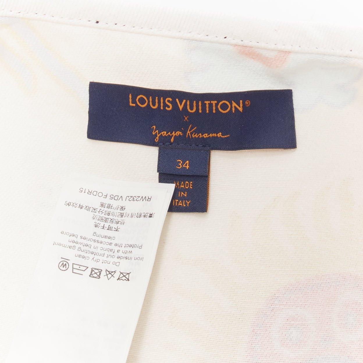 LOUIS VUITTON 2023 Yayoi Kusama Sun Faces white denim monogram zip dress FR34 XS For Sale 3