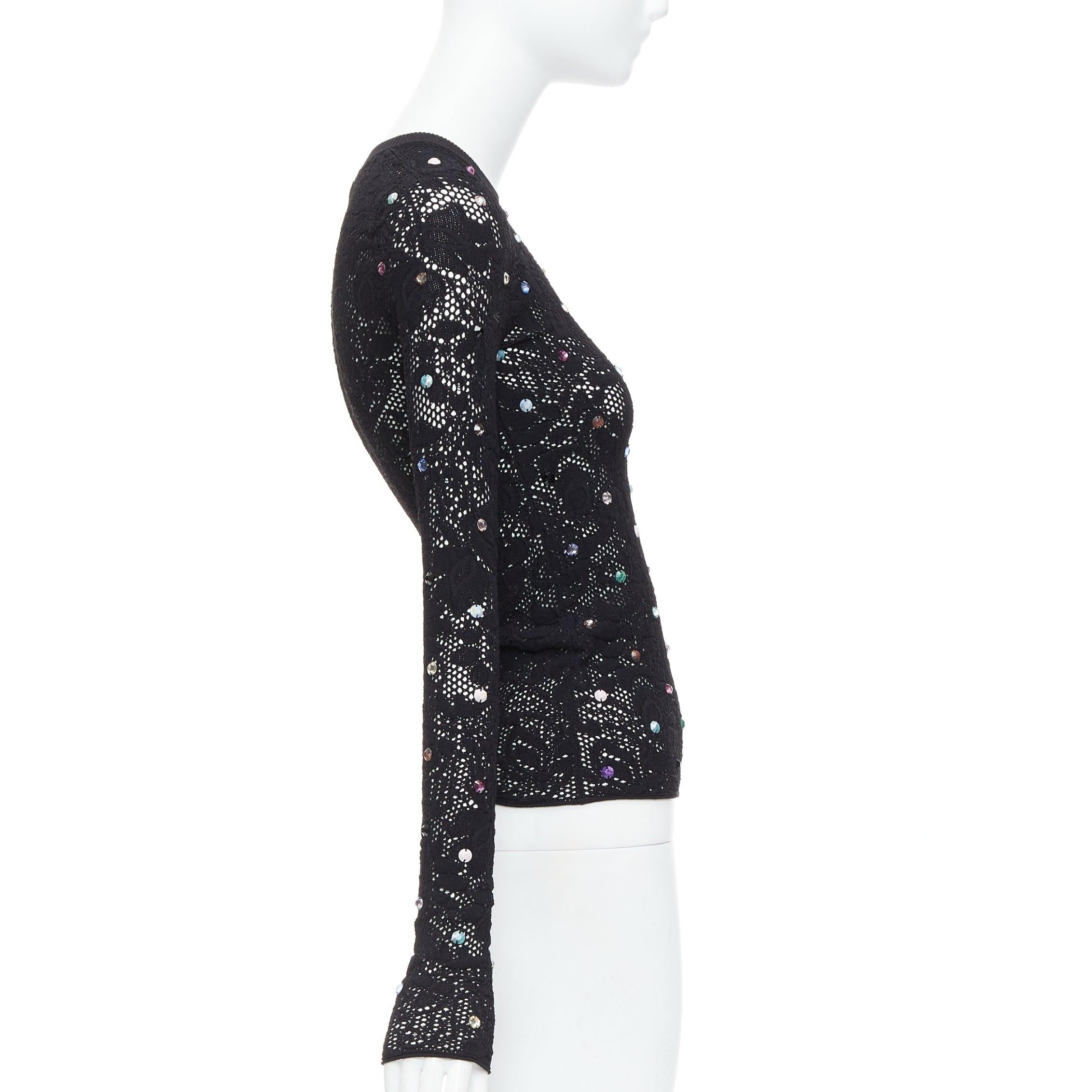 LOUIS VUITTON 2024 black multiclor jewel floral lace pullover S For Sale 1