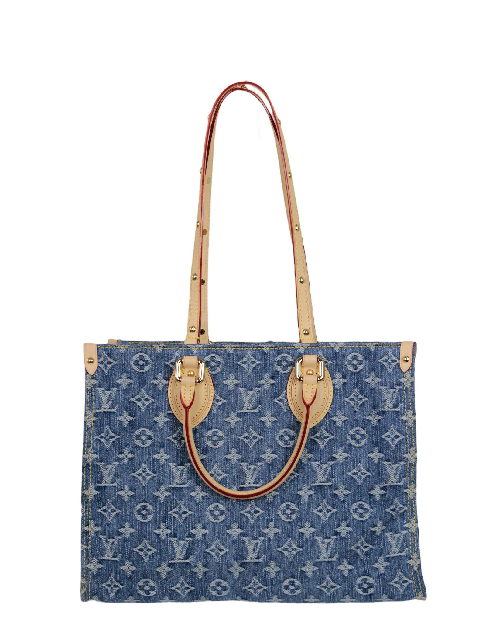 Women's Louis Vuitton 2024 Denim Monogram OnTheGo MM Tote Bag