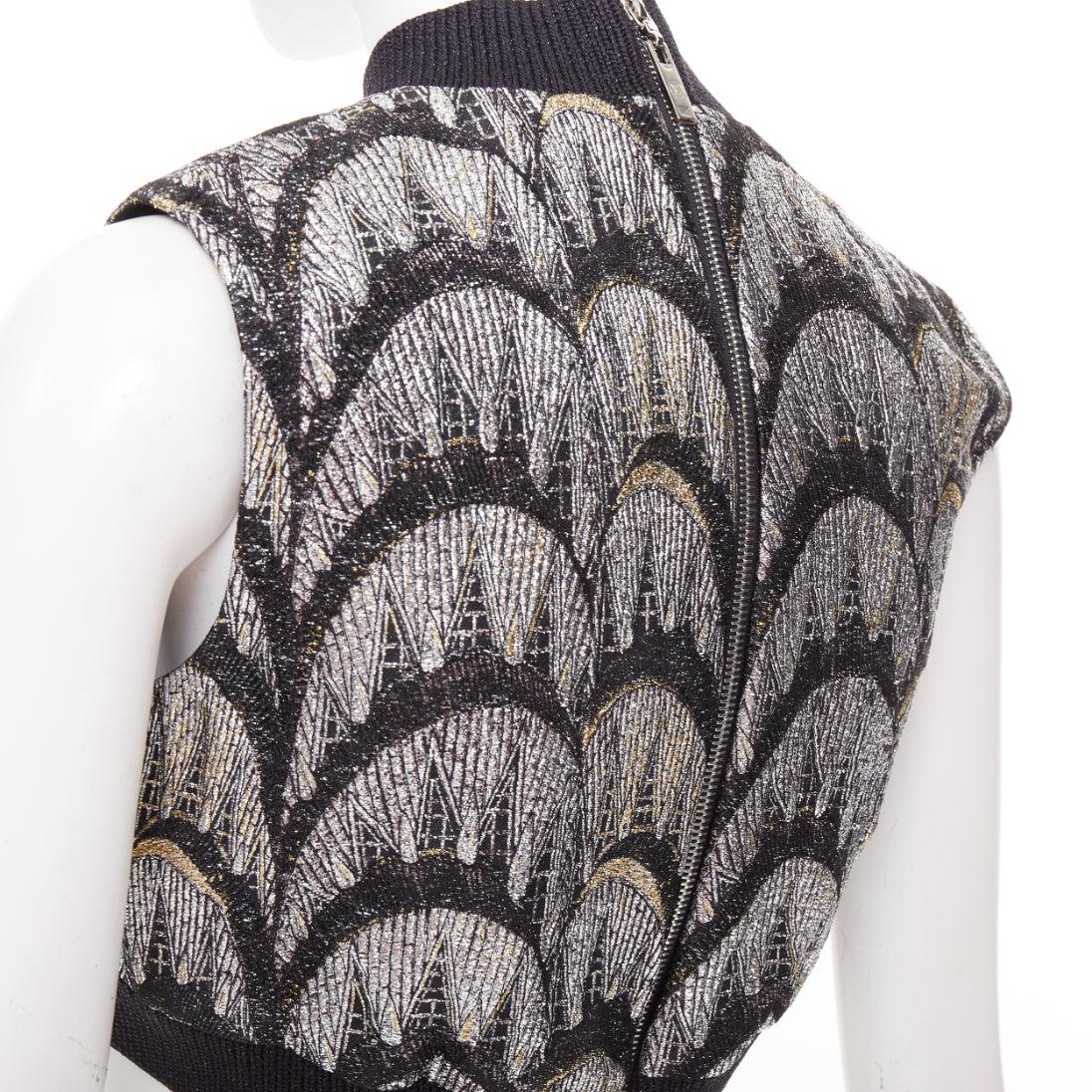 LOUIS VUITTON 2024 Jacquard Crop schwarz Metallic Bogen besticktes Crop-Top FR38M im Angebot 2