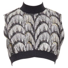 LOUIS VUITTON 2024 Jacquard Crop black metallic arch embroidered crop top FR38M