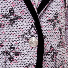 LOUIS VUITTON 2024 Monogram Preppy cream black velvet trim fitted blazer FR34 XS