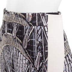 LOUIS VUITTON 2024 Runway cream black silver metallic jacquard asymmetric skirt