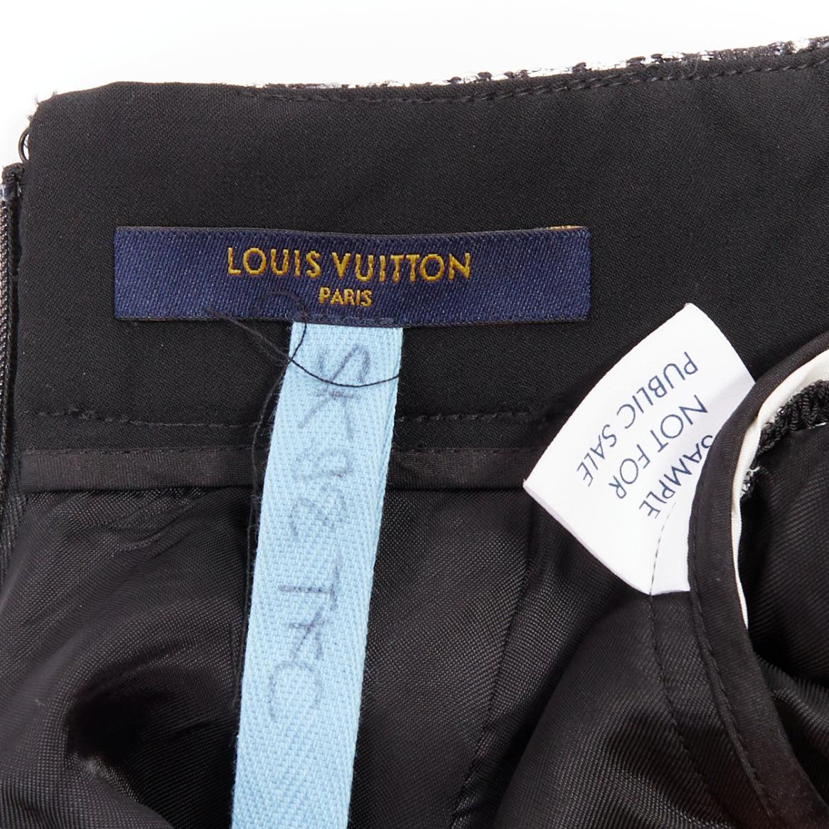 LOUIS VUITTON 2024 Runway cream black silver metallic jacquard asymmetric skirt en venta 3