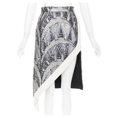 LOUIS VUITTON 2024 Runway cream black silver metallic jacquard asymmetric skirt