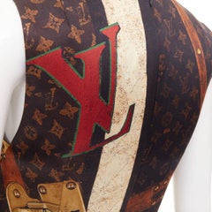 LOUIS VUITTON 2024 Runway Monogram LV Trunk Pleat sleeveless mini dress FR36 S